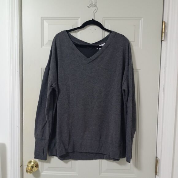 ATHLETA GRAY LONG SLEEVE SOFT COASTER LUXE V-NECK SWEATSHIRT Sz XL, WOMEN'S - Picture 7 of 13